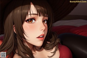 A woman in a cowboy hat laying on a bed.